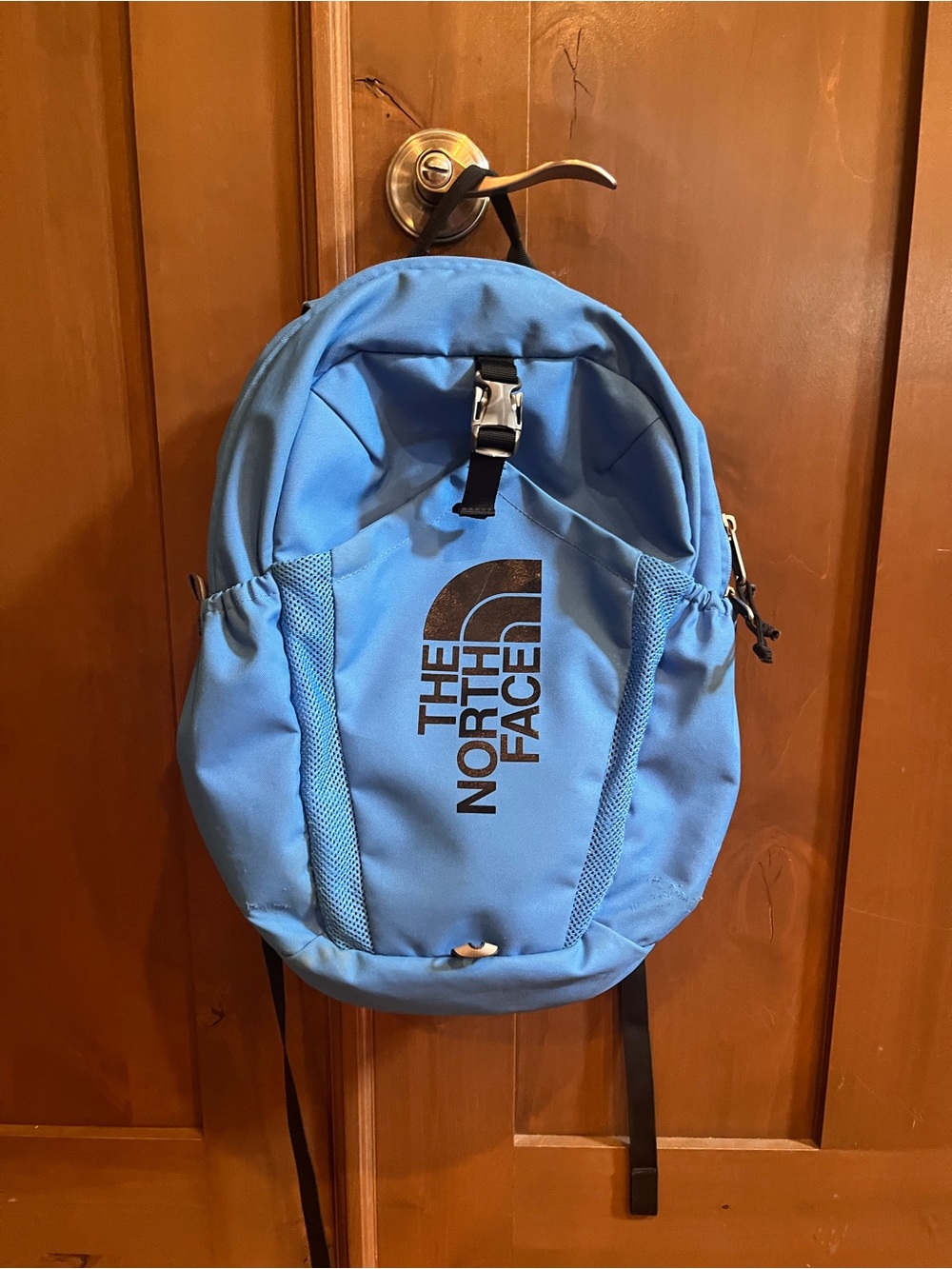 The North Face Light Blue Daypack with Front Logo